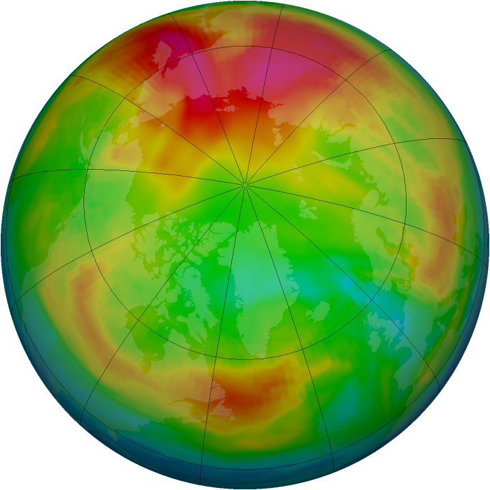 Arctic ozone map for 27 January 1980
